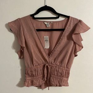 American Eagle Cropped Flutter Sleeve Top